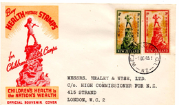 Lettre FDC De Wellington (01.10.1945) Pour London_Children's Health - Cartas & Documentos