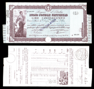 [NC] BUONO POSTALE FRUTTIFERO 500 LIRE 1941 REGNO D'ITALIA (nc1650) - Other & Unclassified