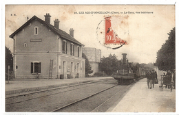 LES AIX-D' ANGILLON (18) - La Gare, Vue Intérieure - TRAIN En MARCHE - Ed. E. M. - Les Aix-d'Angillon