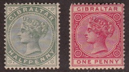 Gibraltar 1886-98 Queen Victoria, Mint Mounted, Sc# 8,11, SG 39-40 - Gibilterra