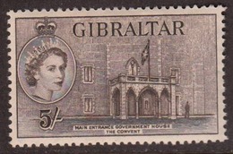 Gibraltar 1953 5sh Dk Brown, Mint No Hinge, Sc# 143, SG 156 - Gibraltar