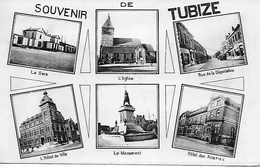 TUBIZE. SOUVENIR DE TUBIZE. LA GARE, L'EGLISE, RUE DE LA DEPORTATION... - Tubize