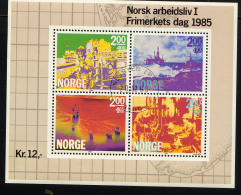 NORVEGE 1985, La Norvège Au Travail, 1 Feuillet De 4 Valeurs, Oblitéré / Used. R188 - Blokken & Velletjes