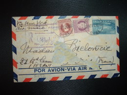 LR Pour FRANCE TP AVION 10c + 8c + 3c OBL.HABANA CERTIFICADOS + MAR 31 1938 MIAMI + 4 2 1938 NEW YORK - Briefe U. Dokumente