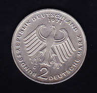 ALLEMAGNE, KM 124,  1971G, 2 DM, AU. (5AP65) - 2 Mark