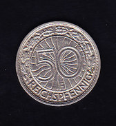 ALLEMAGNE, KM 49, XF+, 50 Pf,1928F. (5AP61) - 50 Rentenpfennig & 50 Reichspfennig