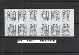 Variété Carnet Adhésifs De 2013  Neuf**  Y&T N° C 852 C1 Daté 21.05.13 - Postzegelboekjes