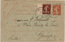 CTN46 - CP SEMEUSE CAMEE DATE 934 POUR GENEVE REPIQUAGE DELAROIERE & LECLERCQ AMIENS - Cartes Postales Repiquages (avant 1995)