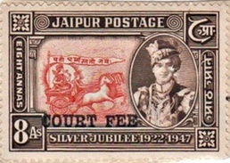 INDIA JAIPUR PRINCELY STATE 8-ANNAS COURT FEE STAMP 1947-1948 GOOD/USED - Jaipur