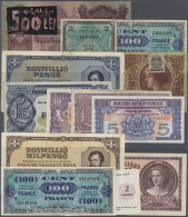 Small Collection With 13 Banknotes From Hungary, Great Britain, France And Russia, Containing For Example 2 X 100... - Other & Unclassified