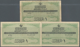 Set With 3 Banknotes Ottoman Empire 1 Piastre L. 23.05. AH1332 / 1913, P.85, All In Used Condition With Spots And... - Turkey