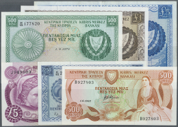 Set Of 19 Banknotes Containing 5x 250 Mils P. 41, 3x 500 Mils P. 42, 1 Pound 1978 P. 43c, 5 Pounds 1972 P. 44b, 500... - Cyprus