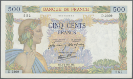 500 Francs February 6th 1942, Signature Belin / Rousseau / Favre-Gilly, P.95b, Excellent Condition With Tiny Spot... - Other & Unclassified