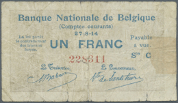 1 Franc 1914 P. 81, Strong Used, Paper, Folds, A Few Small Border Tears And A Trace Of Tape At Right Border,... - Other & Unclassified