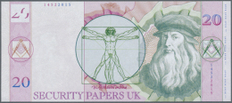 Test Note Produced By Security Paper Manufacturere SECURITY PAPERS UK With Portrait Of "Da Vinci" At Right, Note Is... - Specimen