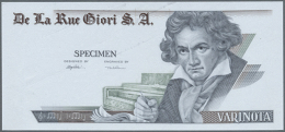 POLYMER Test Note DURANOTE Uniface Intaglio Printed With Portrait "Beethoven", One Of The First Polymer Trials Ever... - Specimen