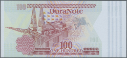 POLYMER Test Note DURANOTE Intaglio Printed Without Window But With 4 Large Black Lines As Security Feature Sample... - Specimen