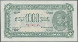 1000 Dinars 1944 P. 55a, Unfolded, Only One Tiny Corner Bend At Upper Left, Otherwise Perfect, Condition: AUNC. (D) - Yugoslavia