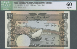 Yemen D.R.: Set Of 2 Notes 10 Dinars ND(1984) & ND(1988) P. 9a, B, Both ICG Graded, The P. 9a As 60 AU/UNC, The... - Yemen