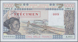 5000 Francs 1991 SPECIMEN With Letter "T" For Togo, P.808Ts In UNC Condition (D) - West African States