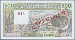 500 Francs 1990 SPECIMEN With Letter "B" For Benin, P.206Bs In UNC Condition (D) - West African States