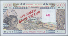 5000 Francs 1992 SPECIMEN With Letter "B" For Benin, P.208Bs In UNC Condition (D) - West African States