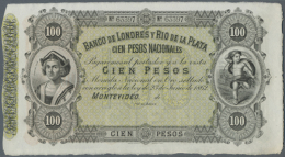 Banco De Londres Y Rio De La Plata 100 Pesos 1862 Unsigned Remainder, P.S245r In Excellent Condition For This Large... - Uruguay