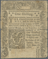 1 Shilling 1776, Colony Of Connecticut, Very Strong Used, Strong Vertical And Horizontal Fold Causing Longer Tears,... - Other & Unclassified