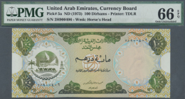 100 Dirhams ND(1973), P.5a In Perfect UNC Condition, PMG Graded 66 Gem Uncirculated EPQ (R) - United Arab Emirates