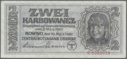 2 Karbowanez 1942 P. 50, Ro 592, Rare Issue But Washed And Pressed, Center Fold, No Holes Or Tears, Still Strong... - Ukraine