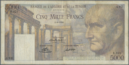 5000 Francs 1950 P. 30, Used With Several Folds And Lightly Stained Paper, Tiny Center Holes, Small Border Tears,... - Tunisia