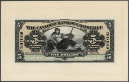 5 Dollars 1921 "The Canadian Bank Of Commerce" PROOF PRINT, Front And Back Seperatly Printed On Banknote Paper And... - Trinidad & Tobago