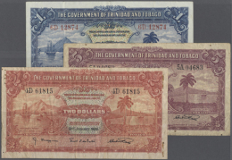 Set Of 3 Different Notes Containing 1 Dollar 1939 P. 5 (VF), 2 Dollars 1939 P. 6 (F+) And 5 Dollars 1939 P. 7 (F),... - Trinidad & Tobago