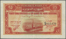 25 Piastres 1942 P. 50, Used With Vertical And Horizontal Folds, Stain On Back, No Holes Or Tears, Still Very... - Syria