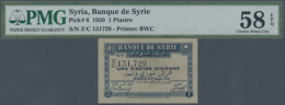 1 Piastre 1920 P. 6, PMG Graded 58 Choice About UNC EPQ. (R) - Syria