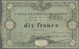 10 Francs 1856, Caisse D'Escompte De Genève, P. S311, Stamped "Annulé", Used With Several Folds,... - Switzerland