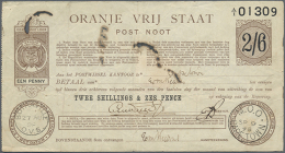 Boer War Issues. Orange Free State Post Notes 2 Shillings 6 Pence And 5 Shillings Cancelled Note Of The 1900... - South Africa
