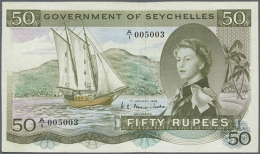50 Rupees 1968 P. 17a, Center And Horizontal Fold, Pressed, No Holes Or Tears, Still Original Colors, Condition: F+... - Seychelles