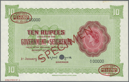 10 Rupees 1967 Specimen P. 12ds, Rare Note With Zero Serial Numbers, Hole Cancellation And Specimen Overprint,... - Seychelles