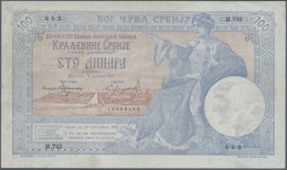 100 Francs 1905 P. 12c, Center Fold, Light Dints In Paper, Very Crisp Original Paper, One Tiny Pinhole, Light Stain... - Serbia