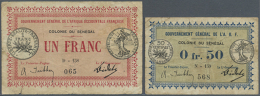 Gouvernement General De L'Afrique Occidentale Francaise Set Of 2 Banknotes Containing 0,50 Francs L.1917 P. 1c And... - Senegal