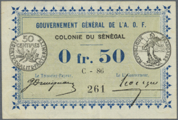 Gouvernement General De L'Afrique Occidentale Francaise 0,50 Francs L.1917 P. 1b, One Center Fold And Light... - Senegal