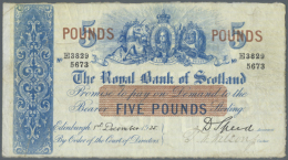 The Royal Bank Of Scotland 5 Pounds 1935 P. 137b, Used With Vertical And Horizontal Folds With Light Staining On... - Other & Unclassified