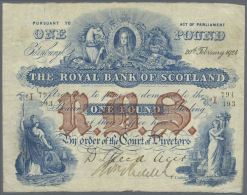 The Royal Bank Of Scotland 1 Pound 1924, P.316e, Stained Paper, Some Tiny Tears Along The Borders And Several... - Other & Unclassified