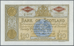 Bank Of Scotland 20 Pounds 1963 P. 110A, 2 Vertical Folds, No Holes Or Tears, Crisp Original Paper And Bright... - Other & Unclassified