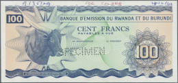 100 Francs ND(1962) SPECIMEN P. 5s With "Specimen" Perforation, Printed Without Serial Numbers And Signatures,... - Ruanda-Urundi