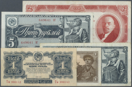 Nice Set With 5 Banknotes Series 1934-38 Containing 1 Ruble 1934, 3 Rubles 1937, 1 And 2 X 5 Rubles 1938, P.202,... - Russia