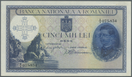 5000 Lei 1940 Ovpt. On Old Date 1931 P. 48b, Never Folded, Light Dints At Upper Right, No Holes Or Tears, Crisp... - Romania