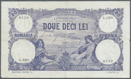 20 Lei 1913 P. 20, Vertical And Horizontal Folds, Light Creases In Paper, One Very Tiny Hole At Upper Right, A 1cm... - Romania