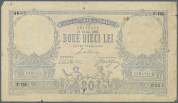 20 Lei 1885 P. 13, Very Early Date, Used With Stronger Vertical And Horizontal Folds, Some Small Holes In Paper, A... - Romania